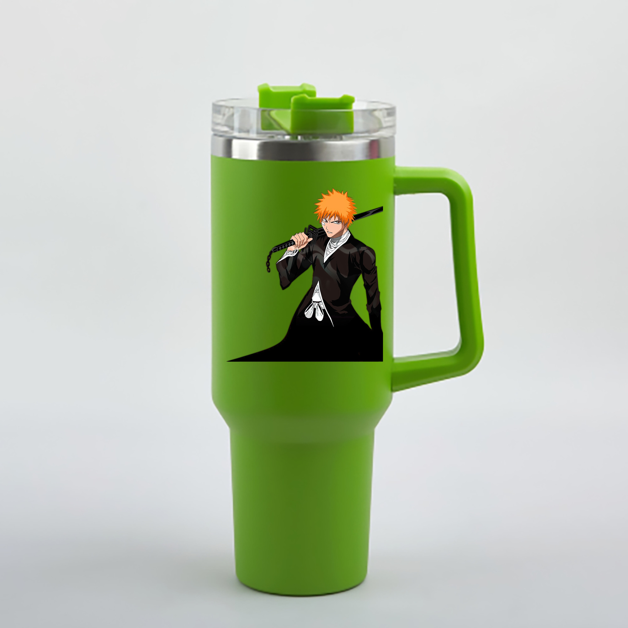 （画像用） ブリーチ 黒崎一護（くろさき いちご）BLEACH Kurosaki Ichigo 1200mL車用タンブラー - クリスタルステッカー（プラスチックストロー付き）